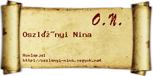 Oszlányi Nina névjegykártya